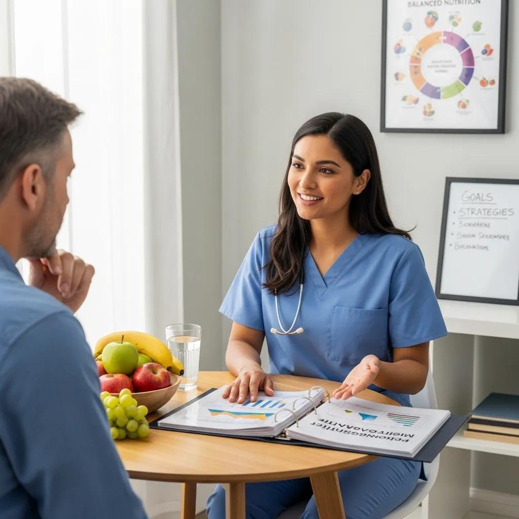 Clinician reviewing a personalised weight-management plan with a patient